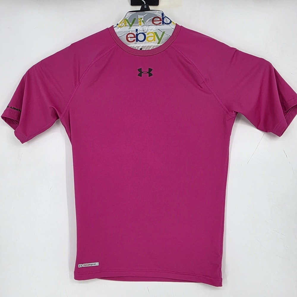Under Armour Compression Shirt Mens XL Pink Short Sleeve Heatgear Football